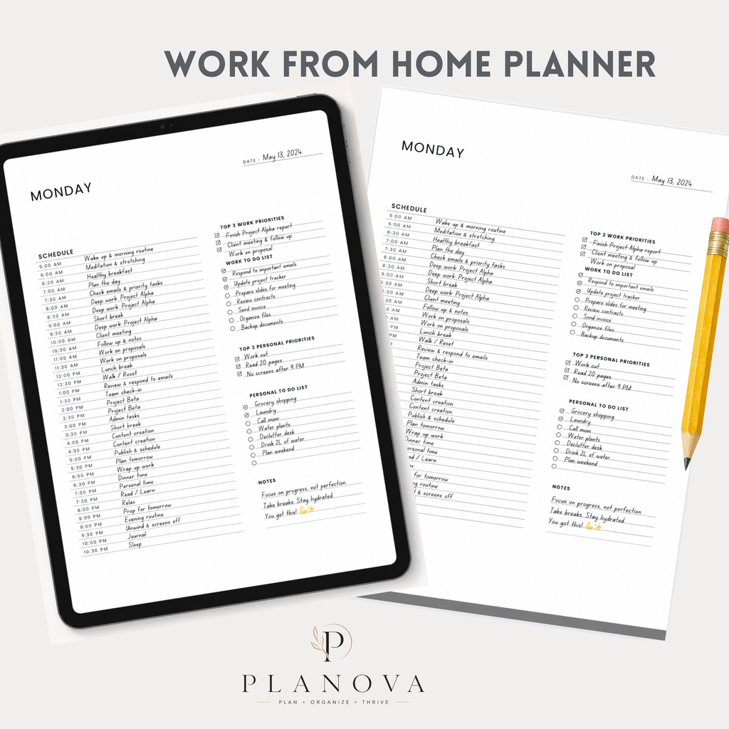 Work from home planner