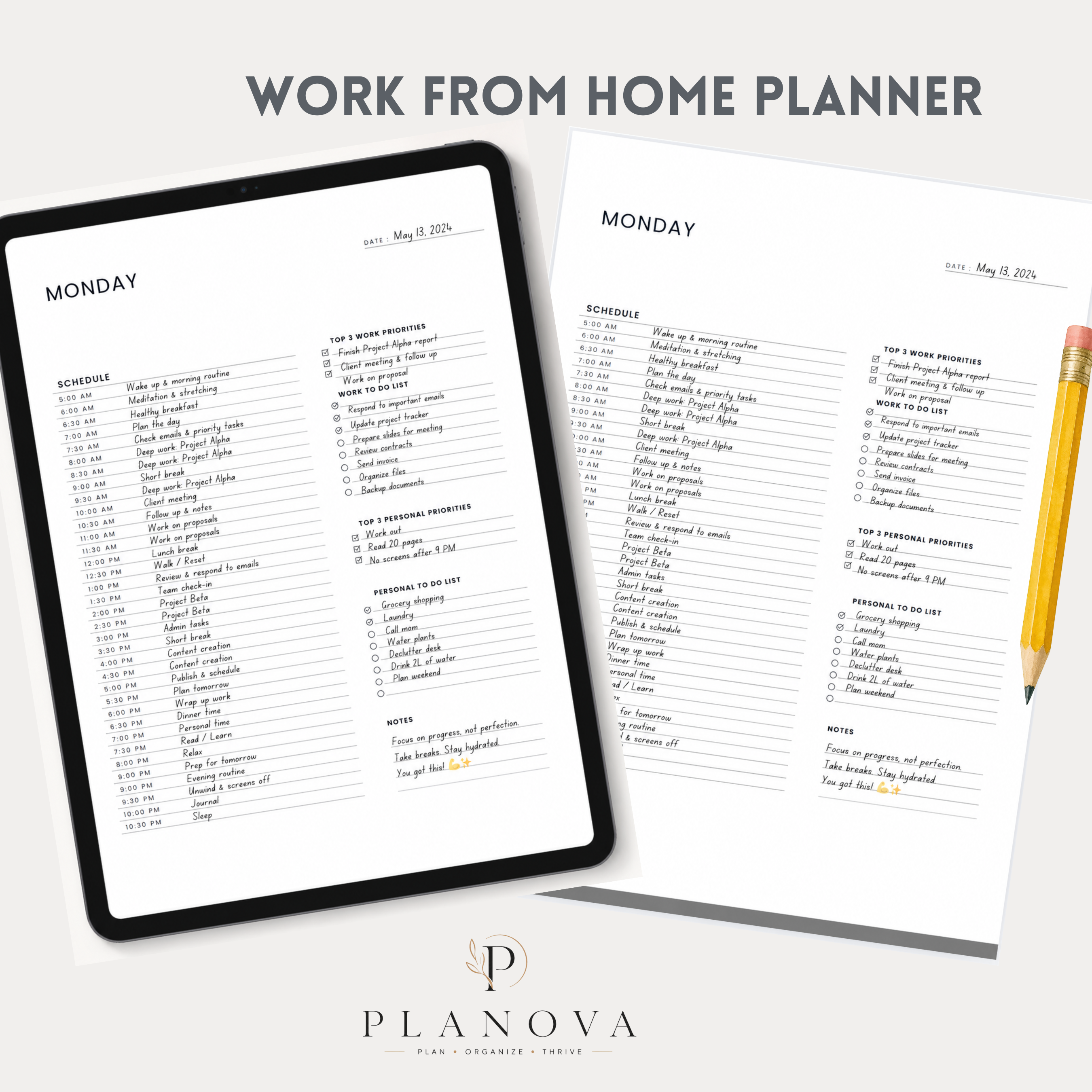 Work from home planner